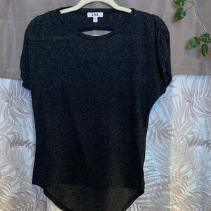 LNA Gray Cap-sleeve Partial Open Back Tee XS